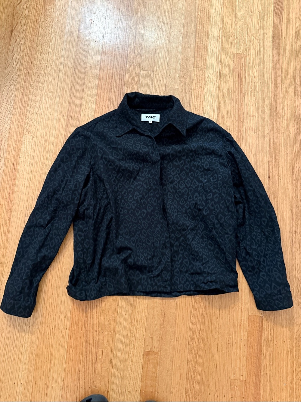 YMC Black Subtle Leopard Jacquard Shirt